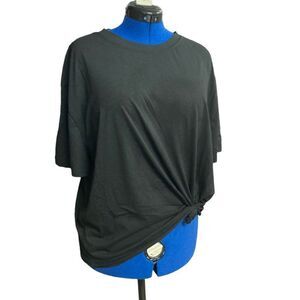 SCOOP Twist Front T-Shirt Black Short Sleeves XL/XG (16-18) New With Tags‎
